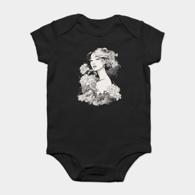 Asian Lady Baby Bodysuit by animegirlnft